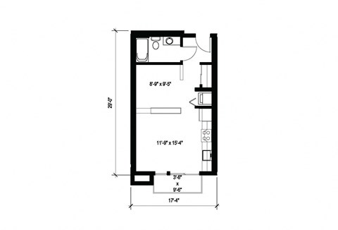 Stack House Apartments in Seattle, Washington 1x1 Floor Plan